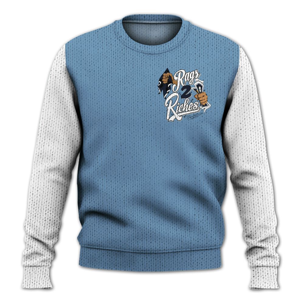 Knitted Sweater To Match High OG First In Flight 1s, Custom Name Rag 2 Riches