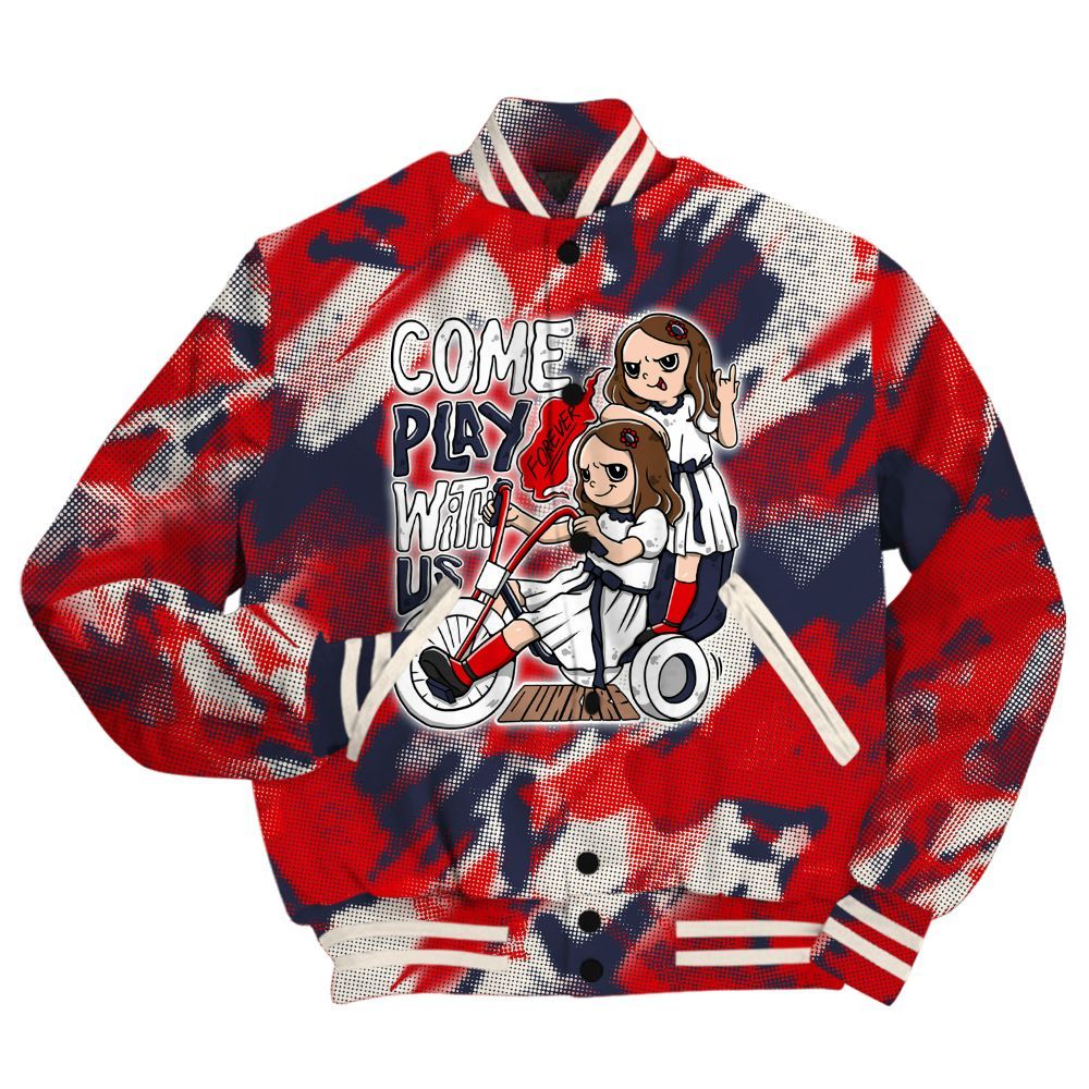 Varsity Jacket To Match Low OG Howard University 1s Shirt - Come Hangout Halloween Abstract Halftone All Over Print