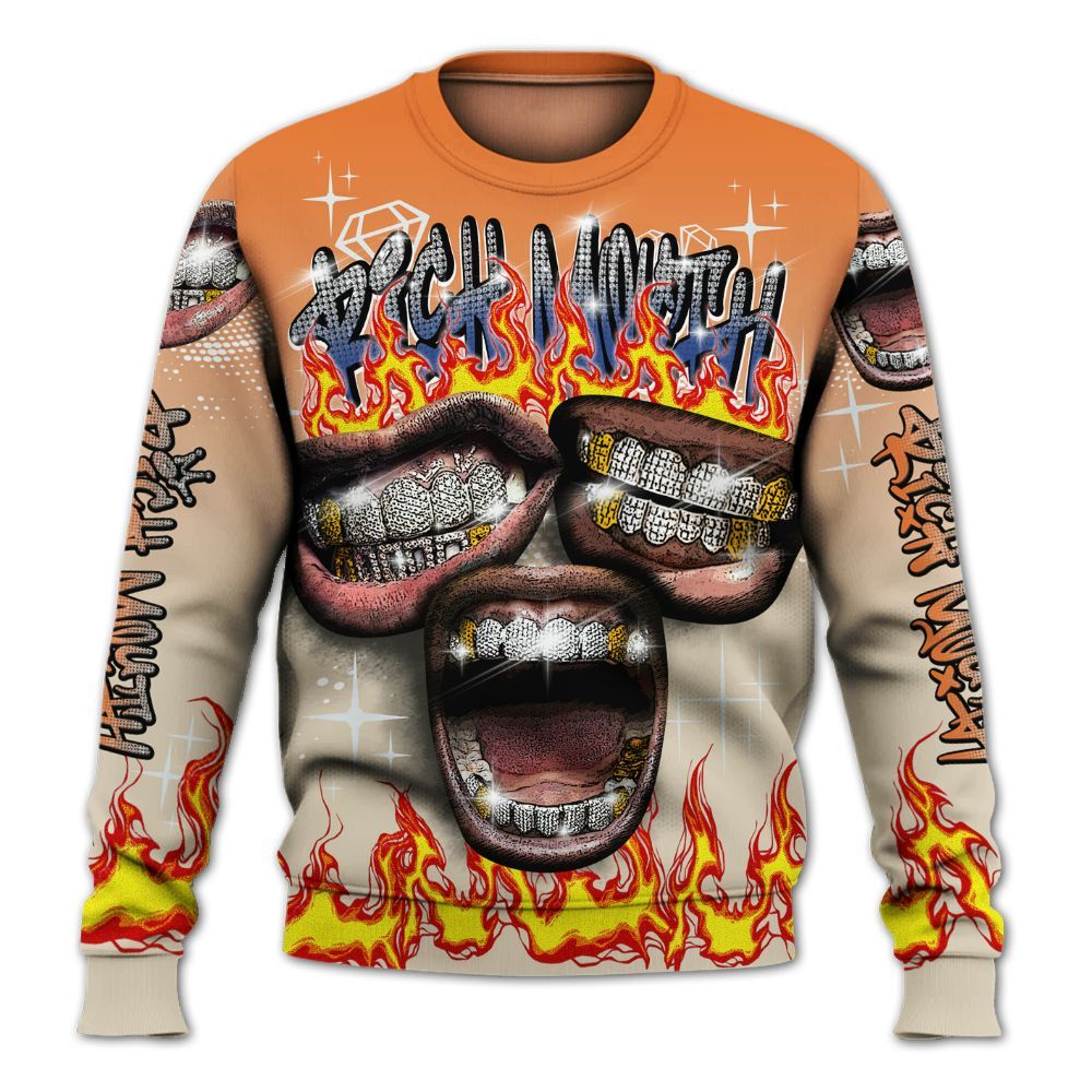 Sweatshirt To Match Air Max 90 Rattan Birch - Rich Mouth Fire Rap Retro 90s All Over Print