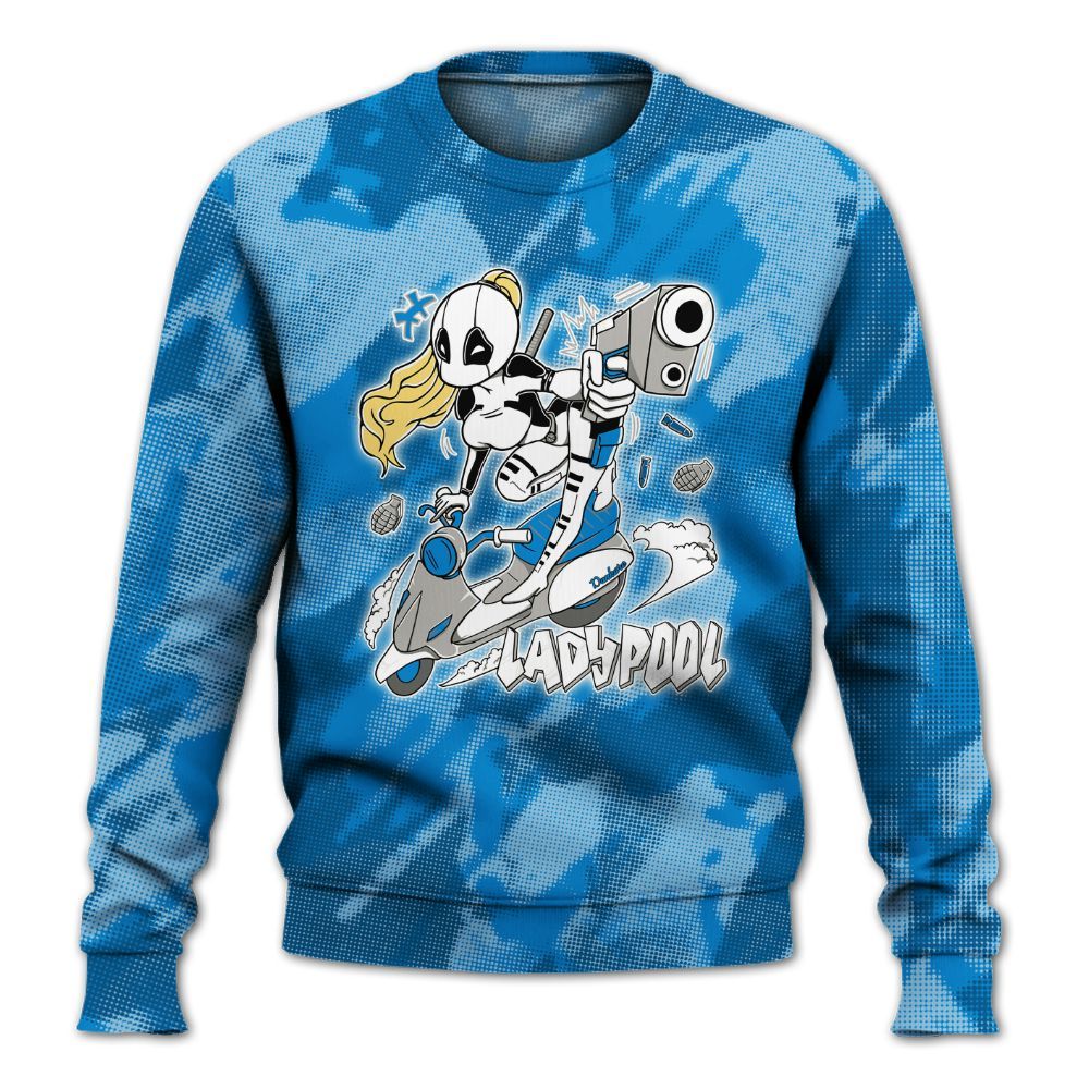 Sweatshirt To Match Military Blue 4s - Lady Pool Cartoon Abstract Halftone All Over Print