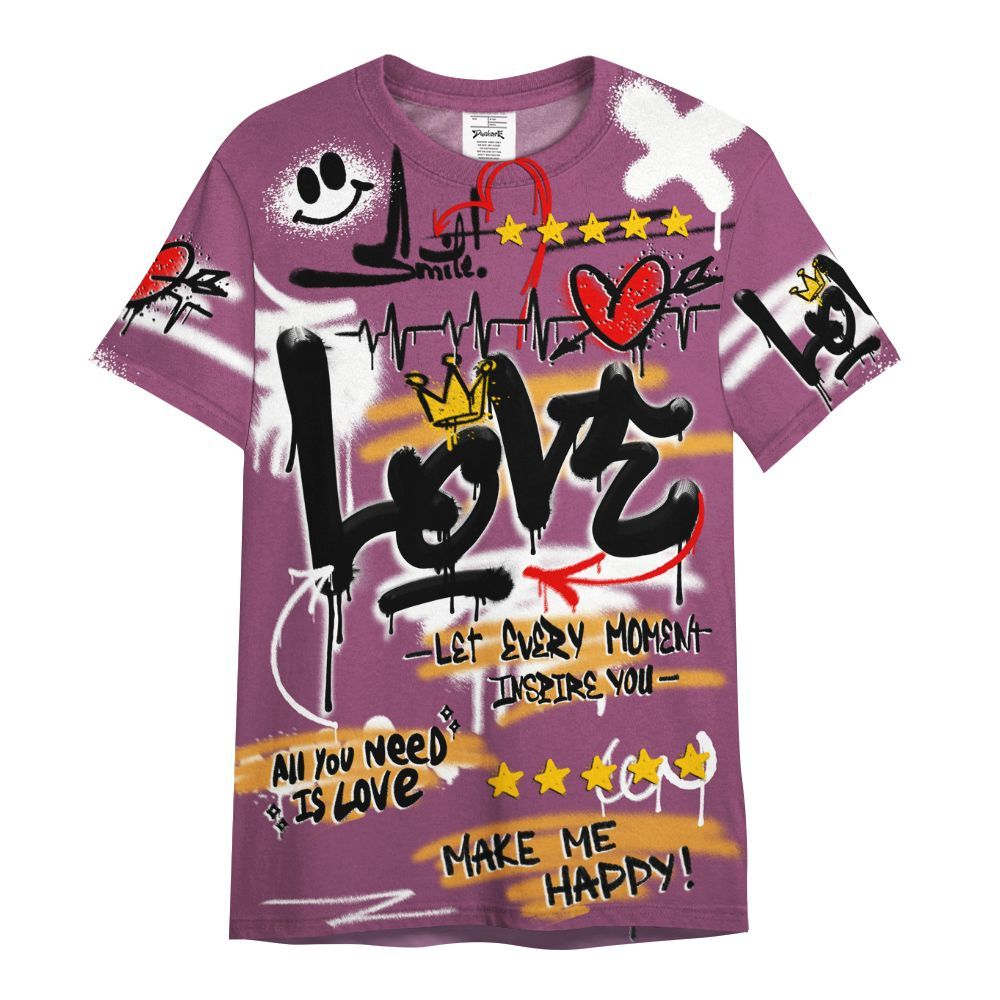 Shirt To Match High OG Brotherhood 1s - Happy Love Beats Graffiti Streetwear All Over Print