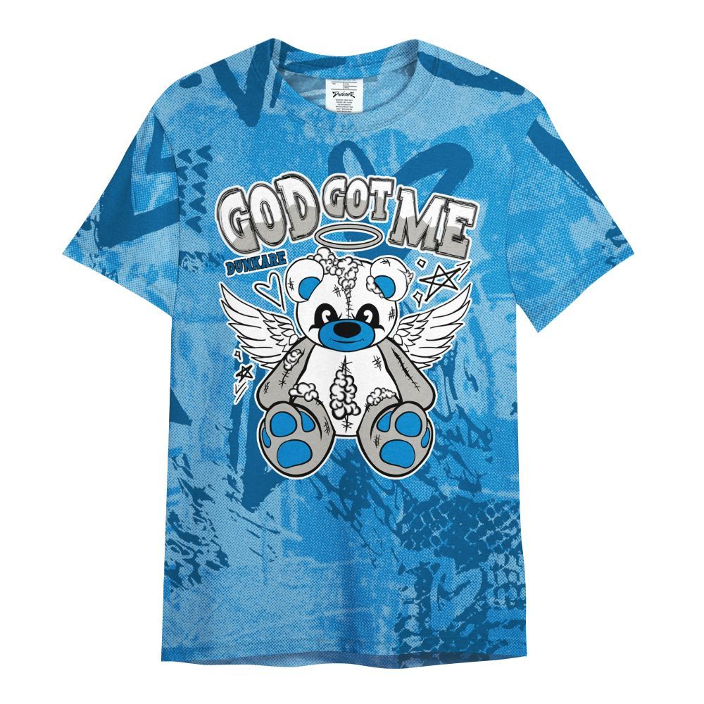 Shirt To Match Industrial Blue 4s - Gods Guides Me Bear Heart Grunge All Over Print