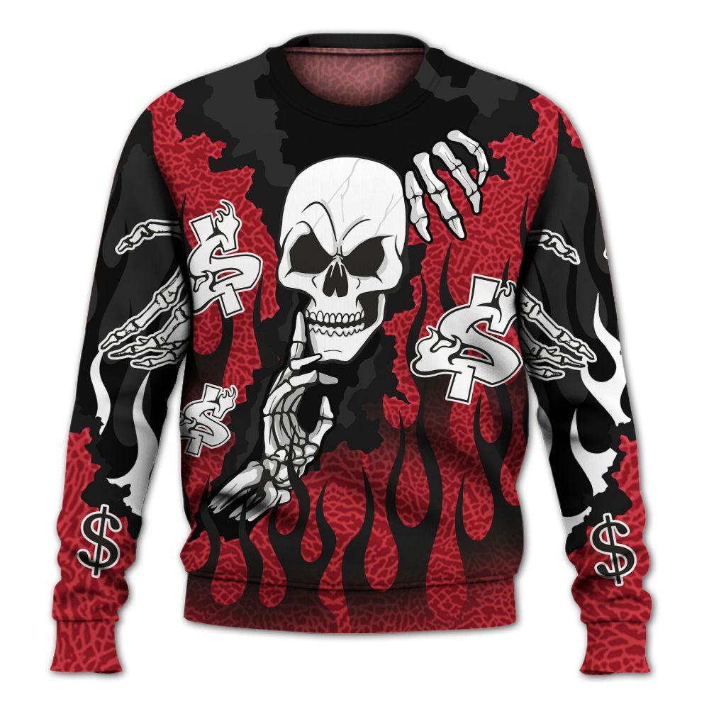 Sweatshirt To Match High OG Varsity Red 1s - Ones Move In Silence Graphic Trapped All Over Print