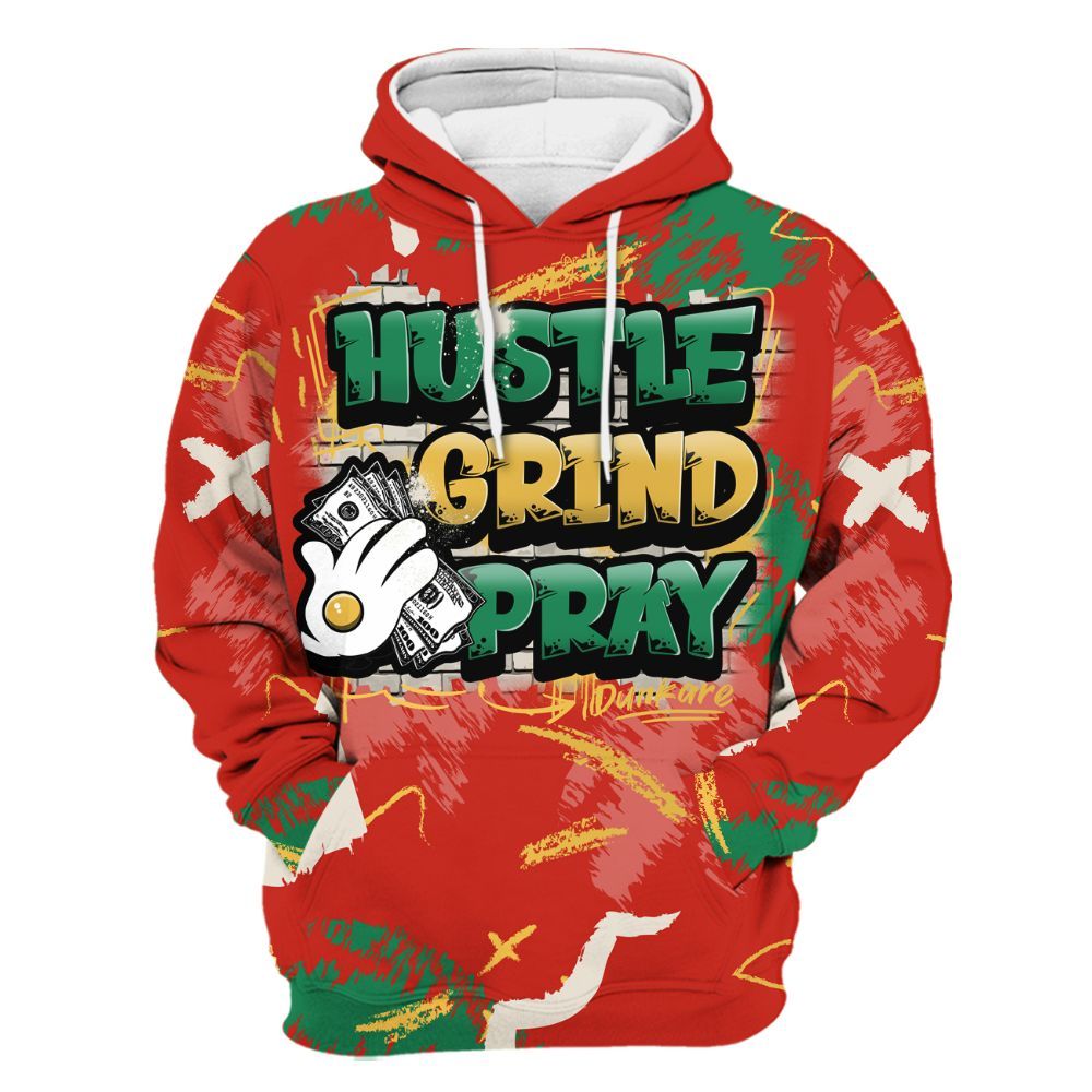 Hoodie To Match Retro El Vuelo 3s Shirt, Hustle Grind Pray Graphic Street Style All Over Print