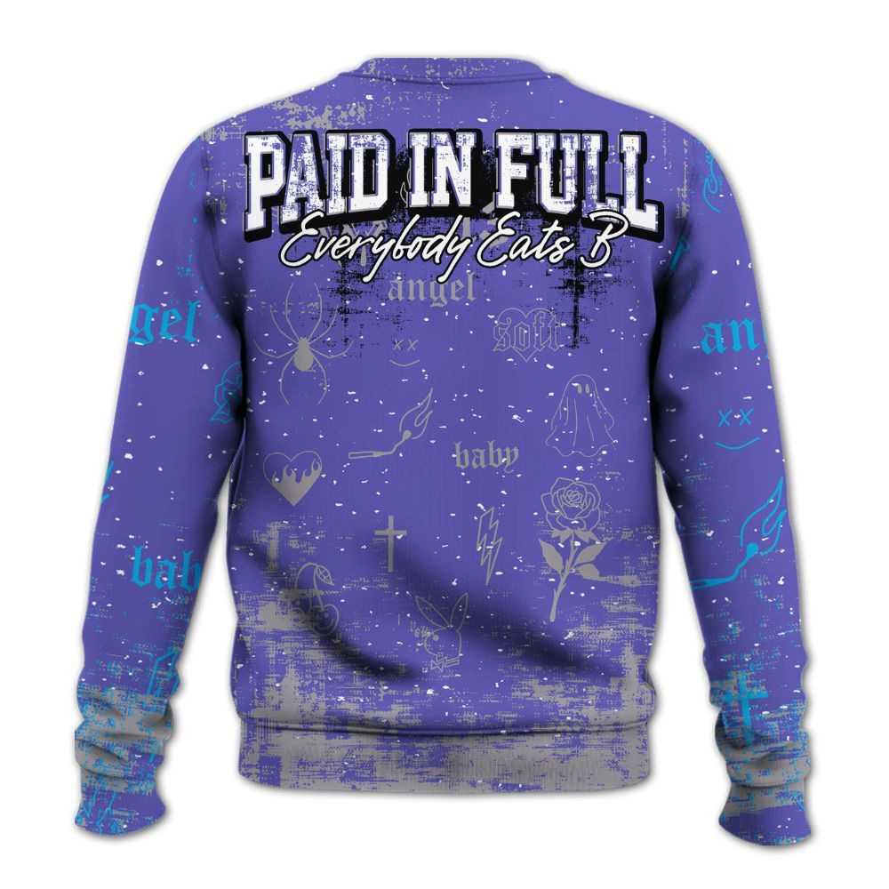 Sweatshirt To Match Retro Aqua 8s - Paid In Full Money All Over Print