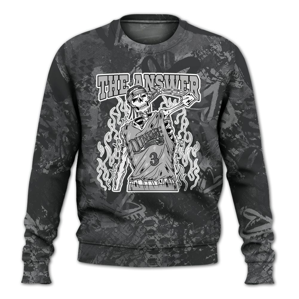 Sweatshirt To Match White Thunder 4s - Allen Answer Skeleton Heart All Over Print