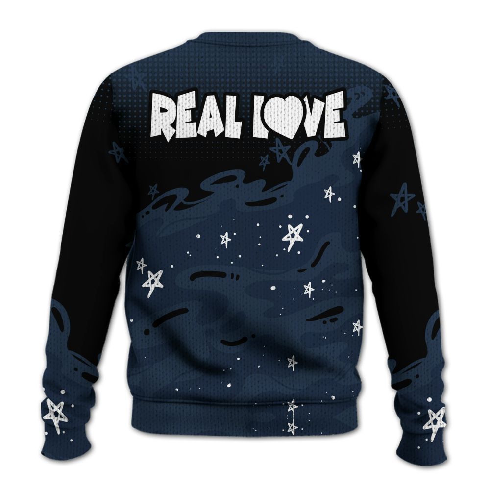 Knitted Sweater To Match White Midnight Navy 6s - Sincere Fondness Bear Stars