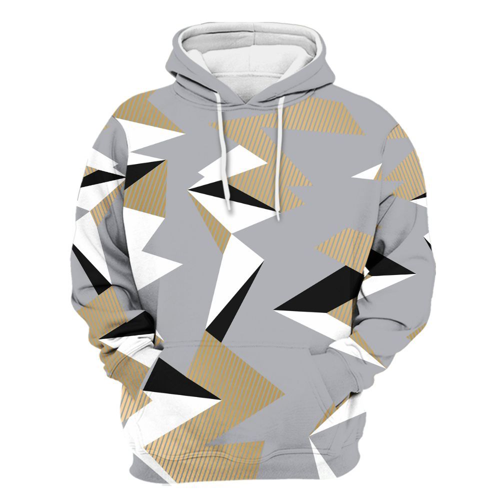 Hoodie To Match Retro High OG Cool Grey 1s - Geometric Camouflage Pattern All Over Print