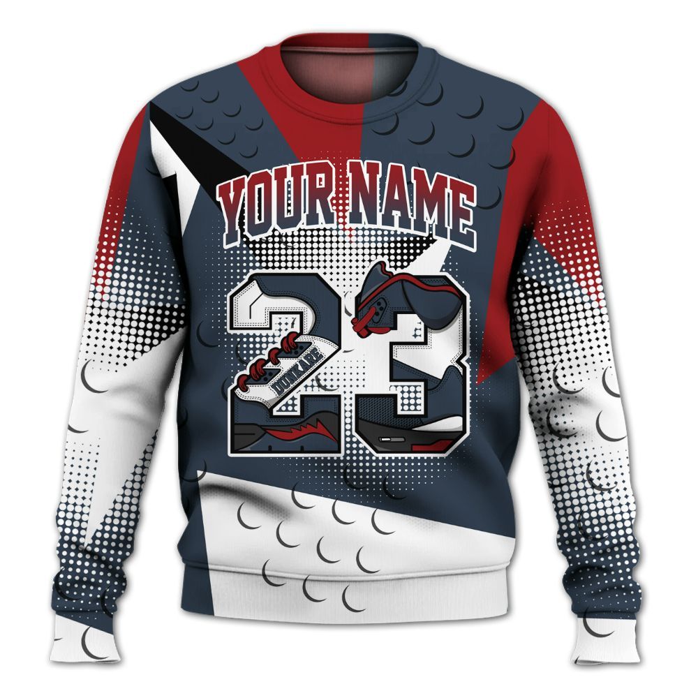 Sweatshirt To Match Navy Blue 2024 6s - Poly Custom Name Number 23 5s All Over Print