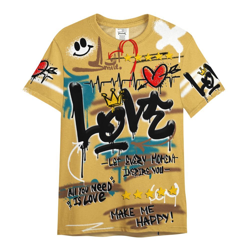 Shirt To Match Retro Cacao Wow 4s - Happy Love Beats Graffiti Streetwear All Over Print