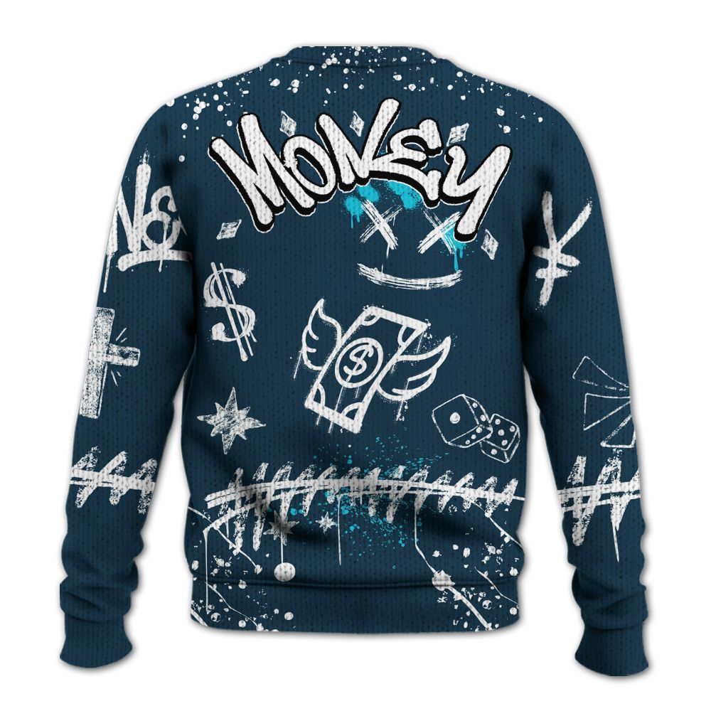 Knitted Sweater To Match Air Navy Baltic Blue - Everybody Paid In Full Crayon