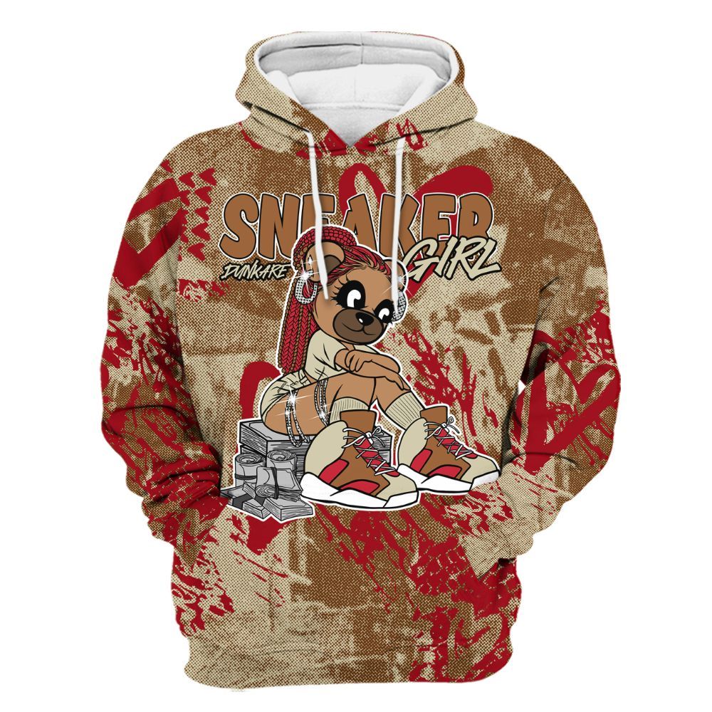 Hoodie To Match Archaeo Brown 5s - Sneaker Girl Bear Heart Grunge All Over Print