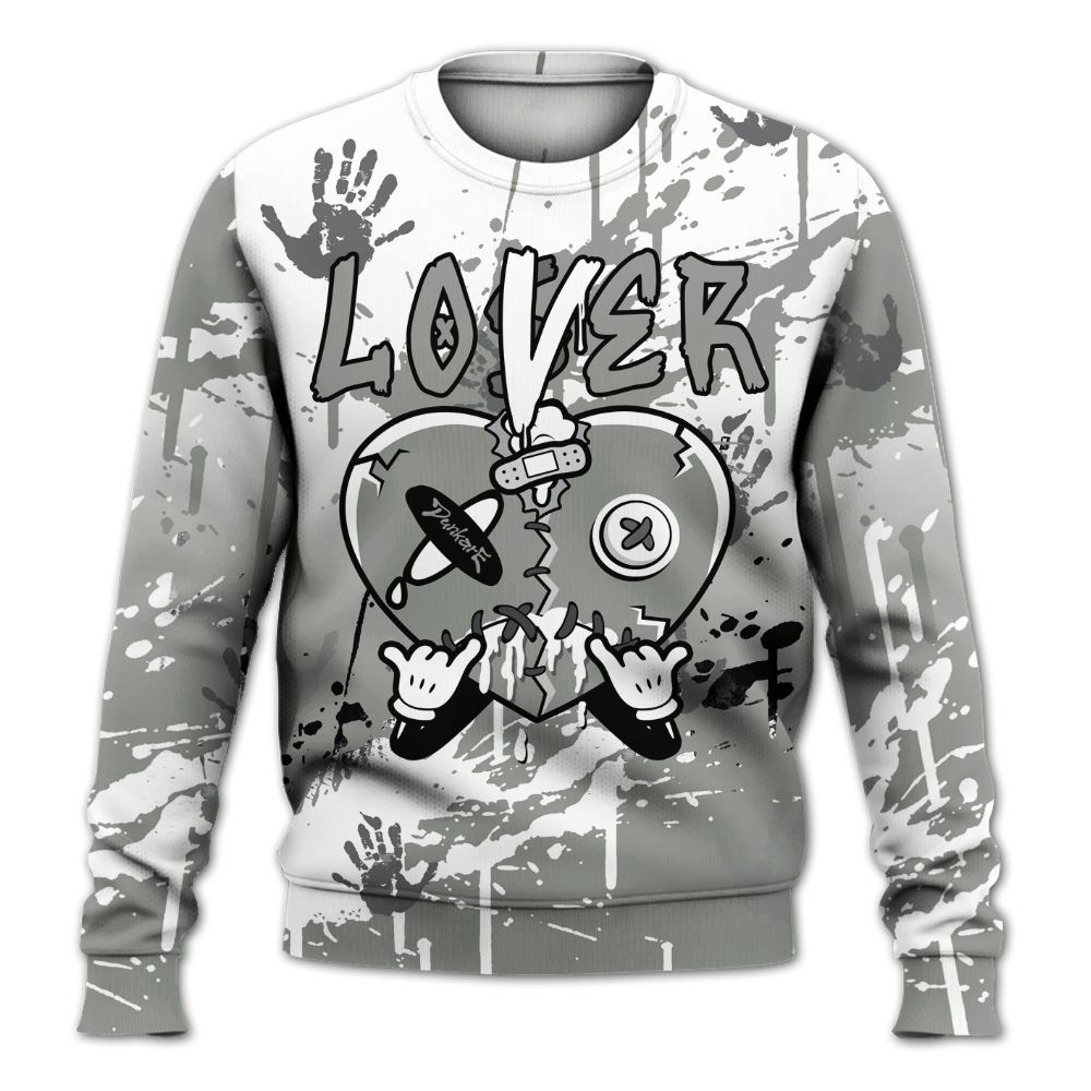 Sweatshirt To Match Paris Cement Grey 4s - Loser Lover Drip Heart All Over Print