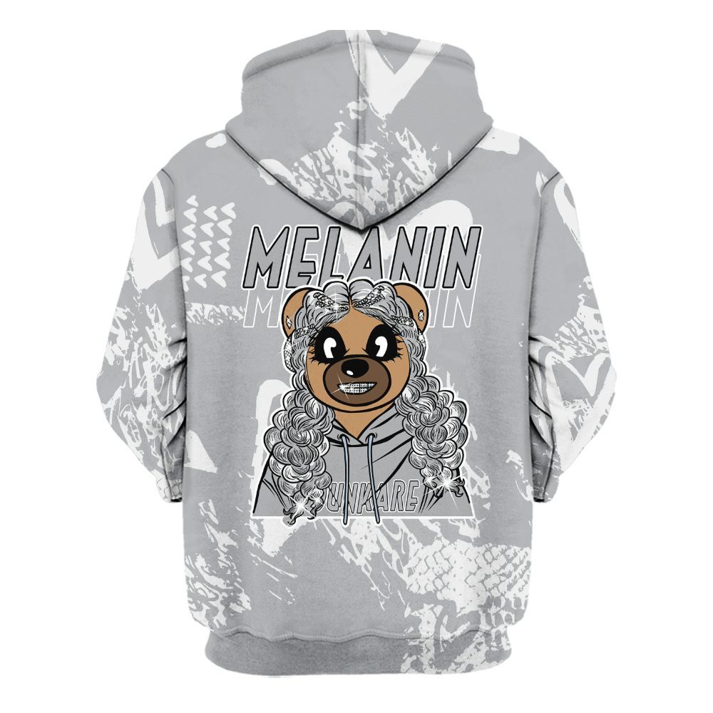 Hoodie To Match Low OG Wolf Grey 1s - Pigments Bear Heart Grunge All Over Print