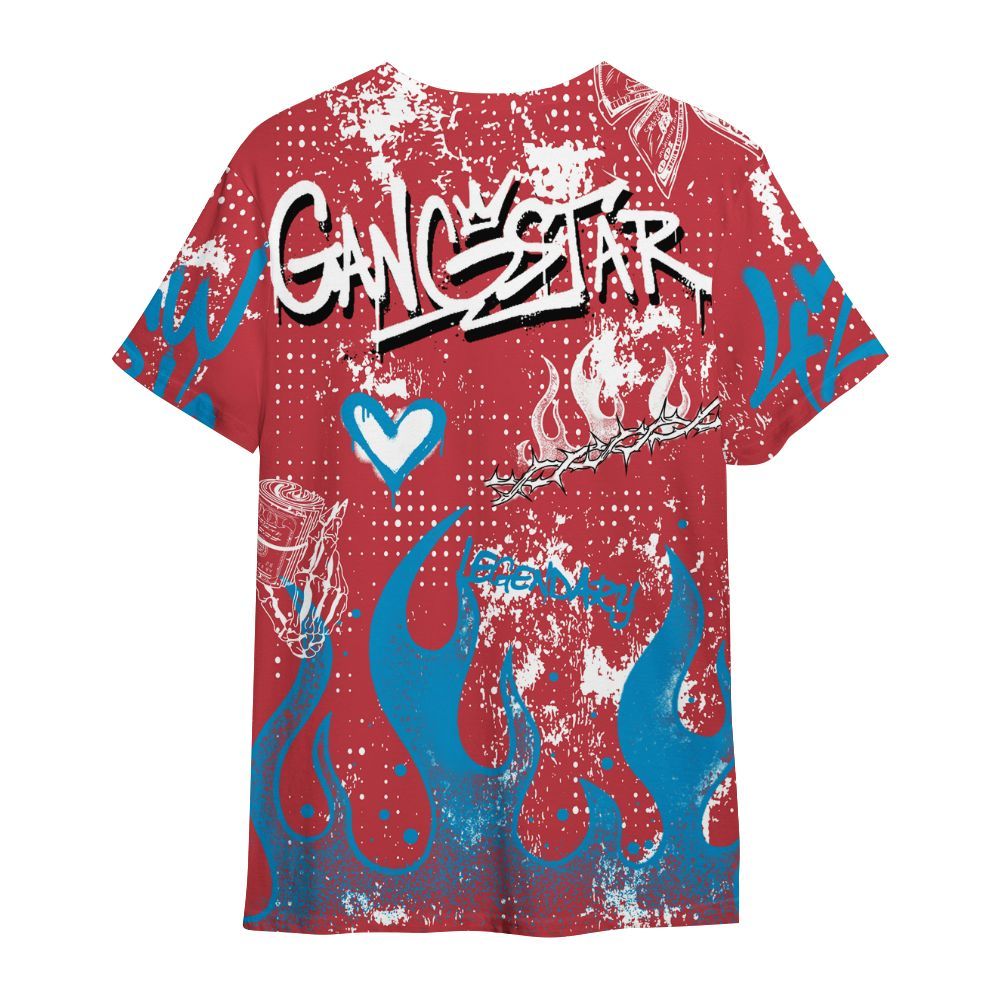 Shirt To Match High OG University Red Dark Powder Blue 1s - Lucky Money Paid In Full Graffiti All Over Print