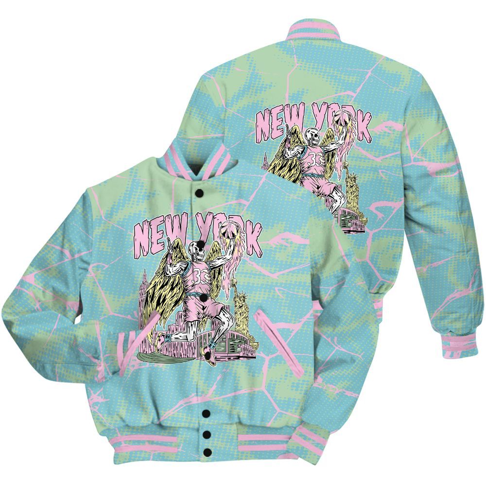 Varsity Jacket To Match SB Dunk Low Visty Shirt - Ewing Era Skeleton Crack All Over Print