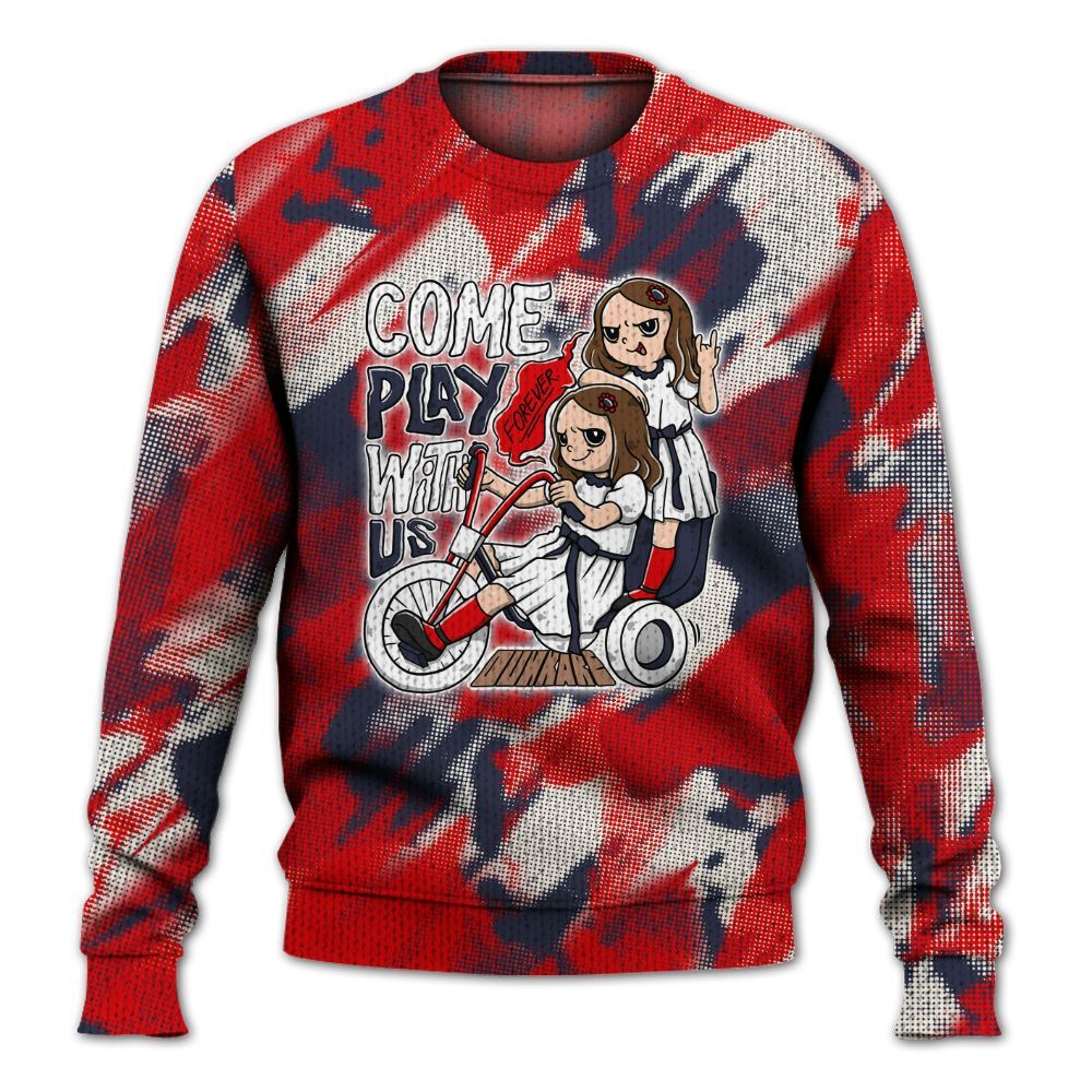 Knitted Sweater To Match Low OG Howard University 1s - Come Hangout Halloween Abstract Halftone