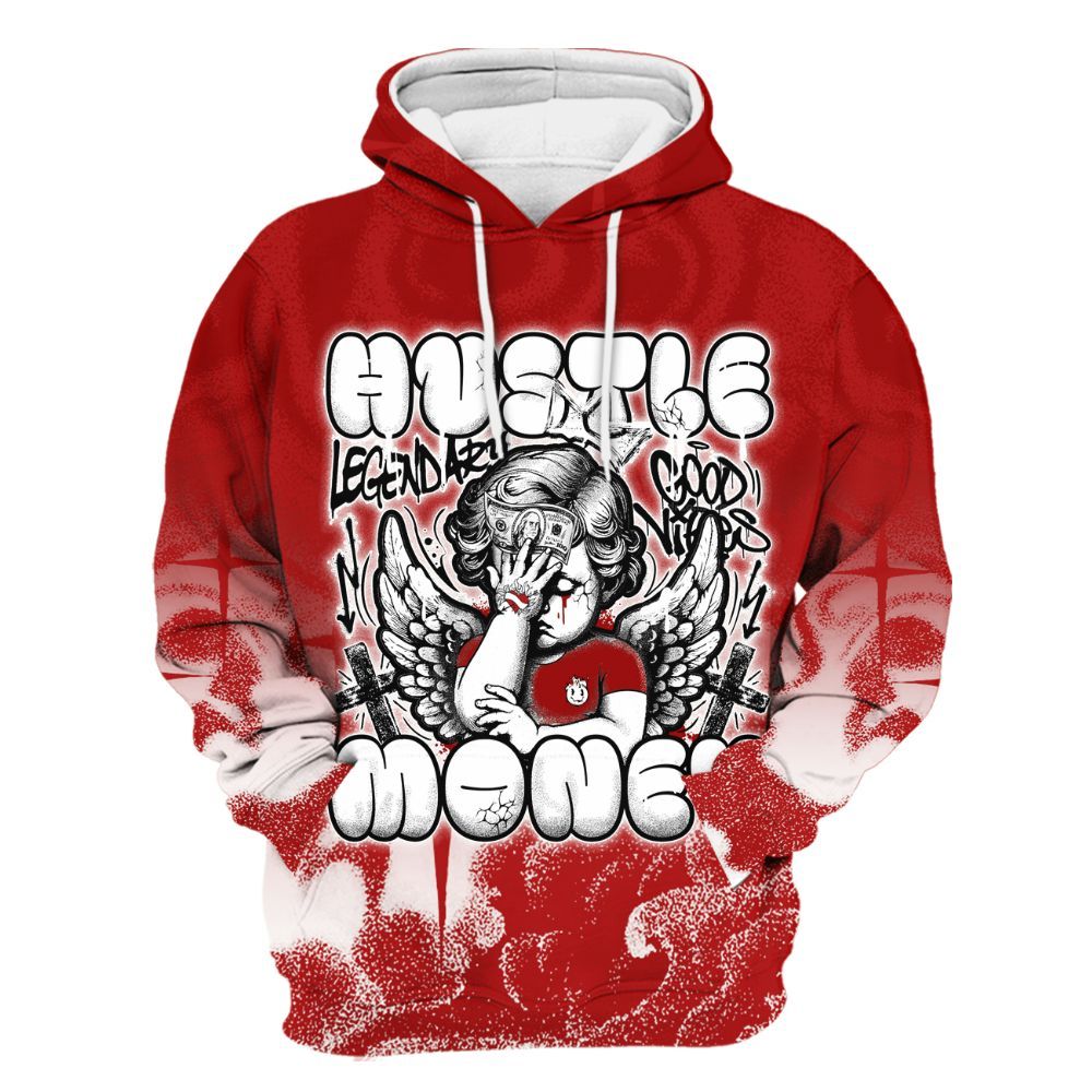 Hoodie To Match Low Terror White University Red 1s - Angel Hustle Money All Over Print
