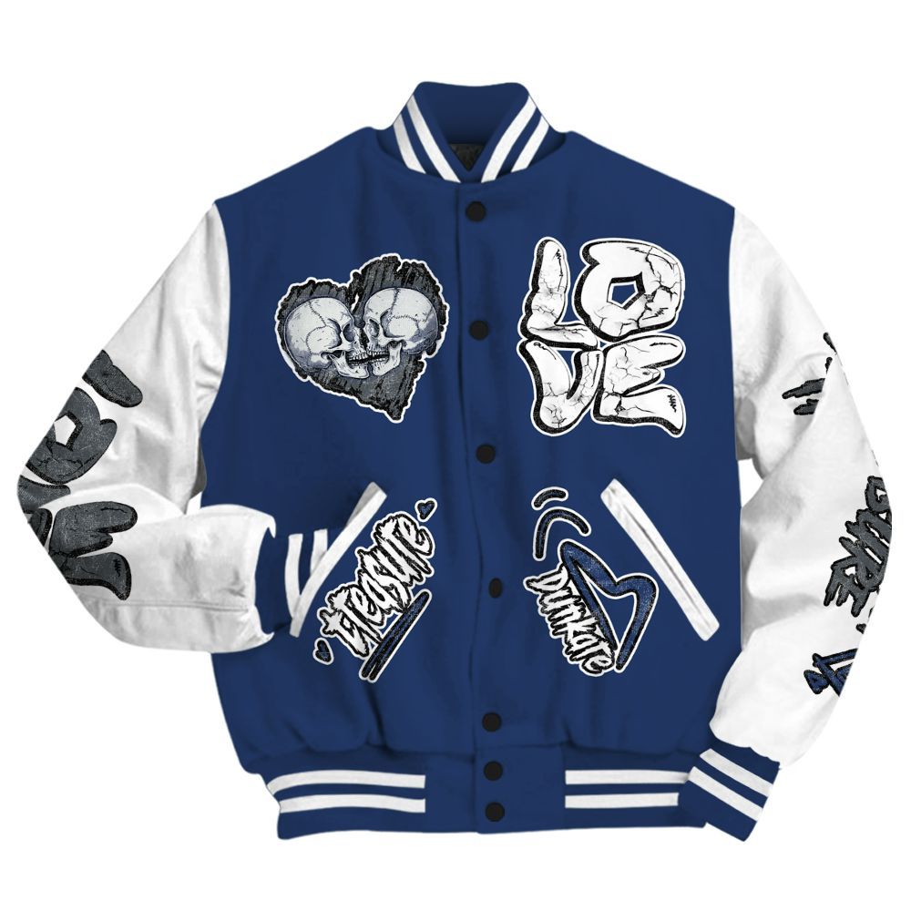 Varsity Jacket To Match Retro Flint 13s - Skull Love All Over Print