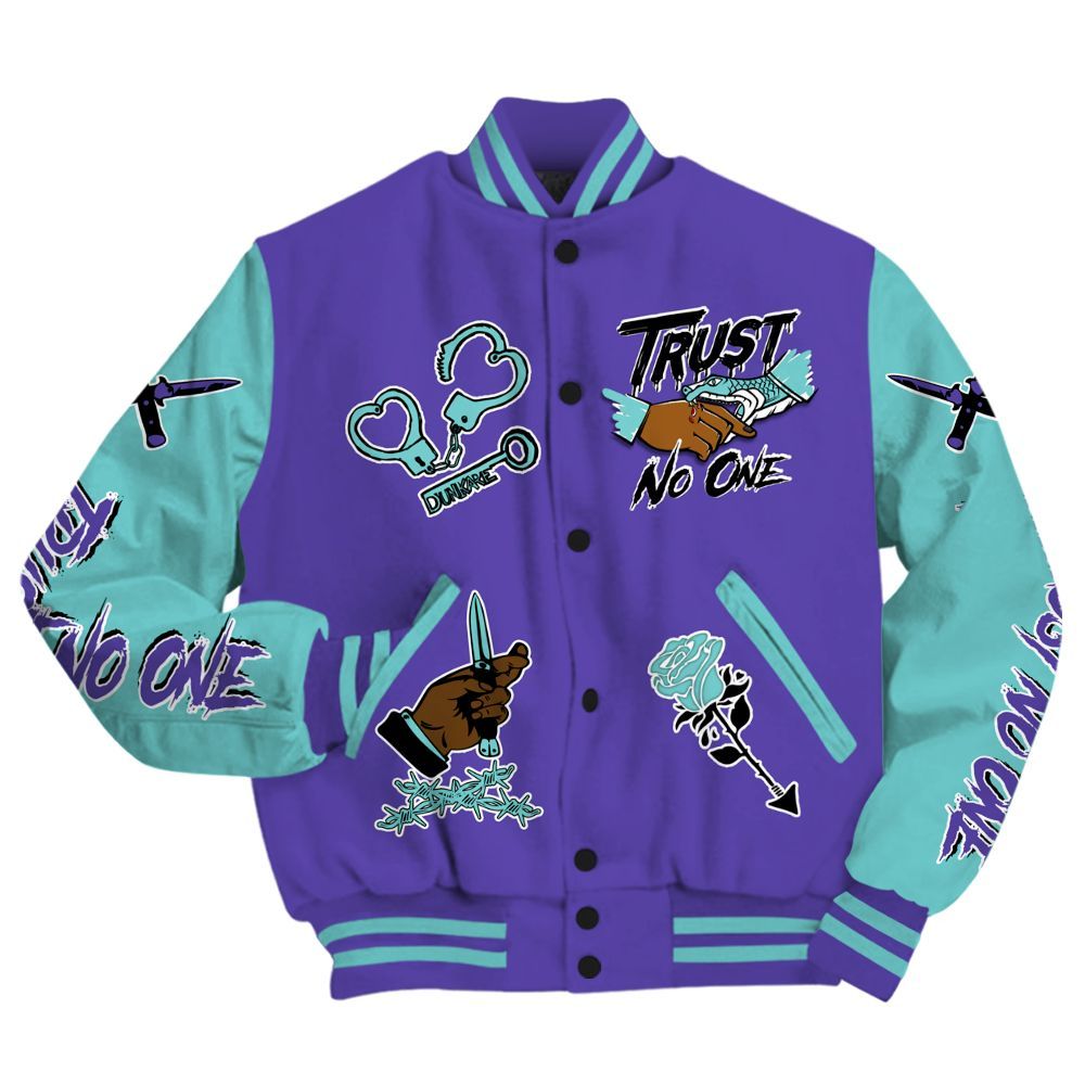 Varsity Jacket To Match Low Hornets 1s - Trust No One Dripping All Over Print