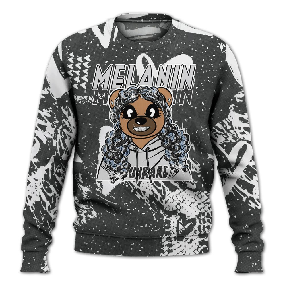 Sweatshirt To Match Reverse Black White 6s - Pigments Bear Heart Grunge All Over Print