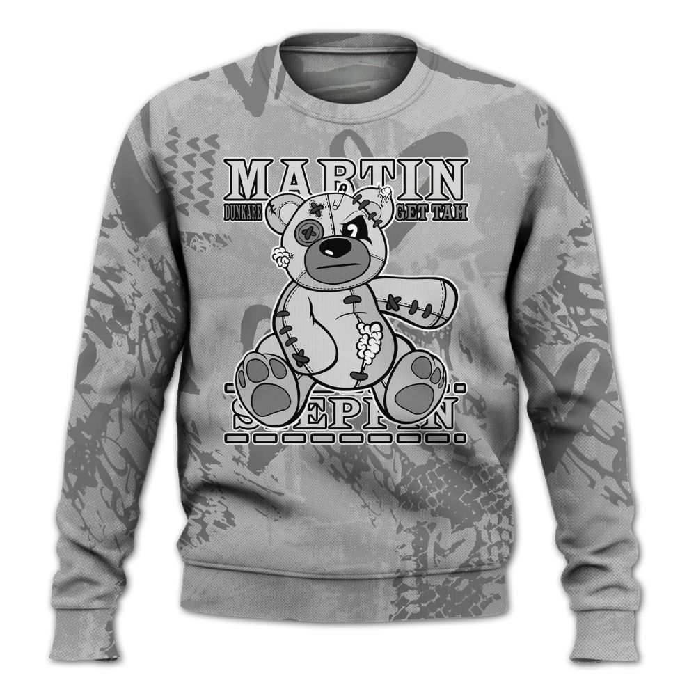 Sweatshirt To Match Black Wolf Grey 12s - Tah Steppin Bear Heart Grunge All Over Print