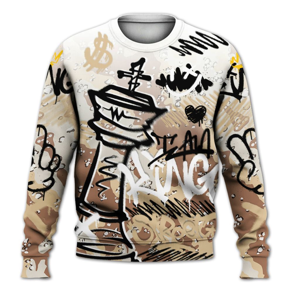 Sweatshirt To Match Desert Camo 3s - Street King Chess Streetwear All Over Print