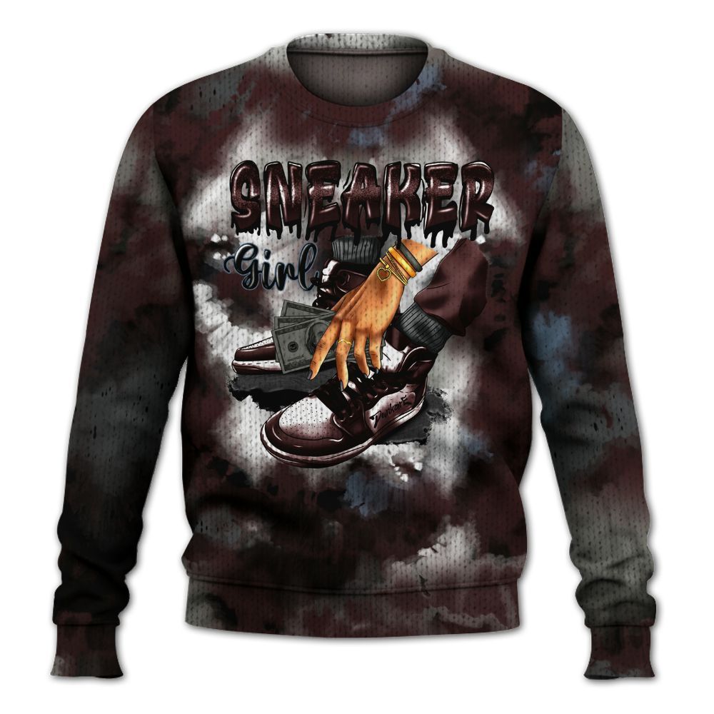 Knitted Sweater To Match Burgundy 5s - SNEAKER Girl Money Drip Tie Dye