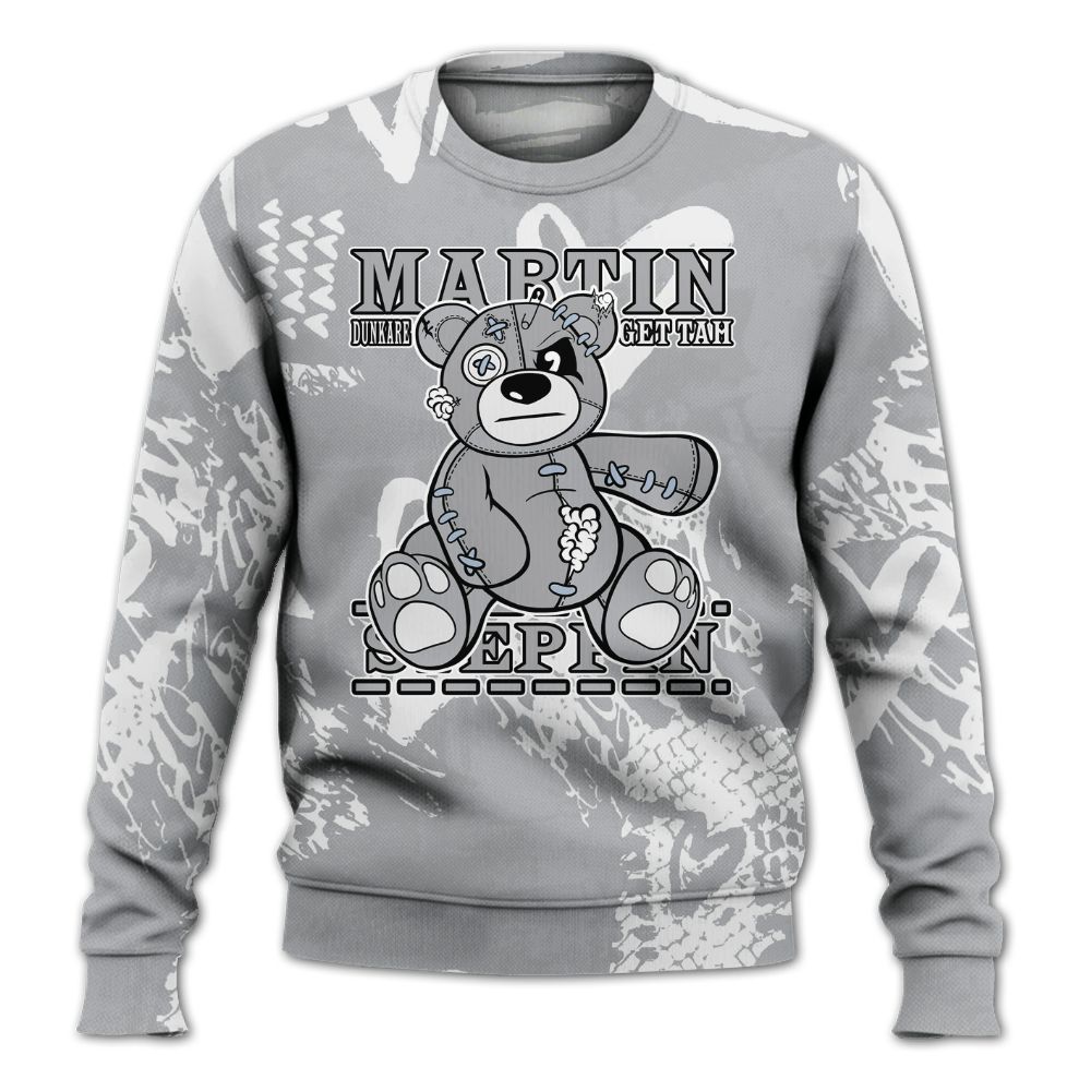 Sweatshirt To Match Low OG Wolf Grey 1s - Tah Steppin Bear Heart Grunge All Over Print