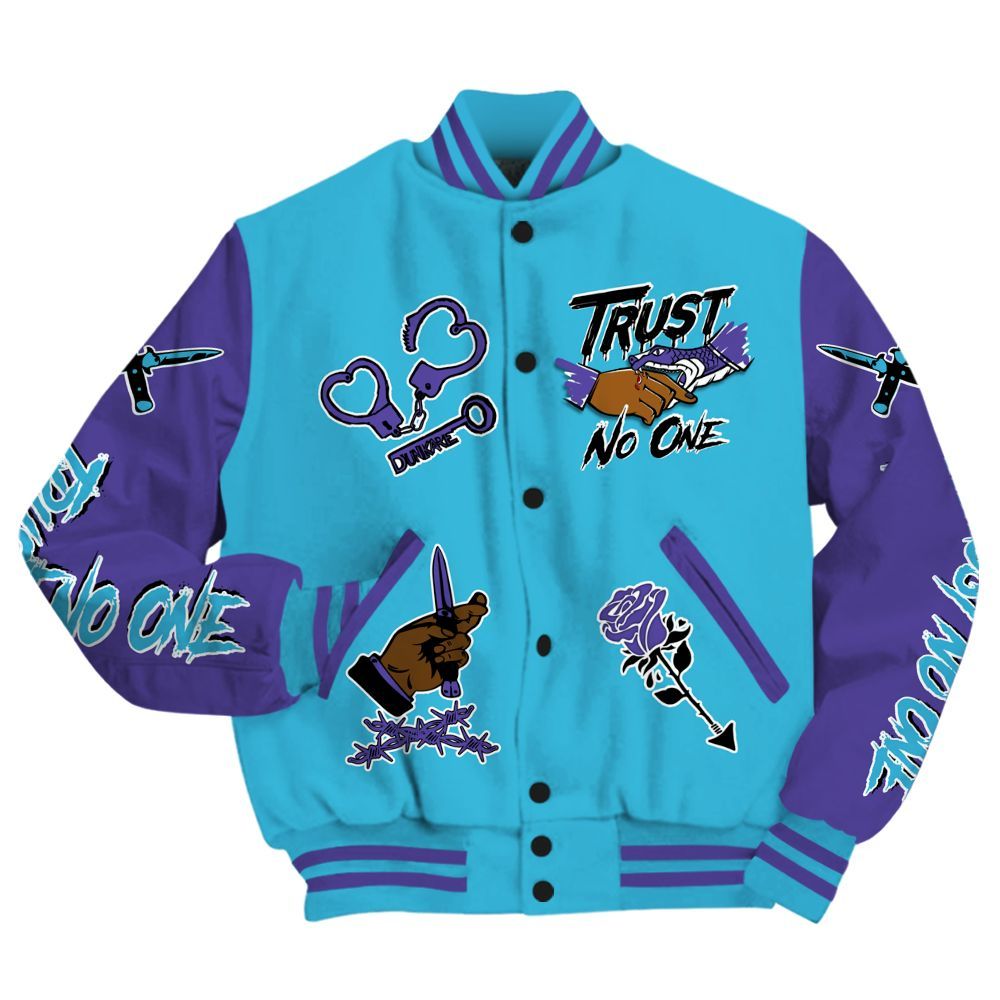 Varsity Jacket To Match Retro Aqua 6s - Trust No One Dripping All Over Print