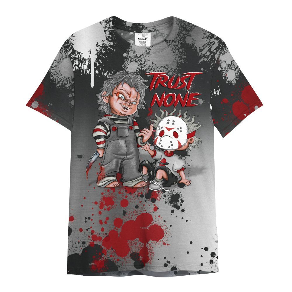 Shirt To Match Metallic Silver 14s - Trust No One Scary All Over Print