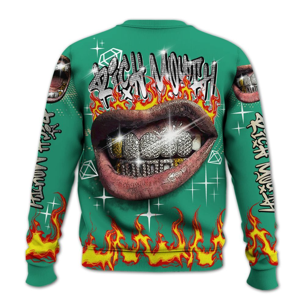 Sweatshirt To Match Pine Green 4s - Rich Mouth Fire Rap Retro 90s All Over Print