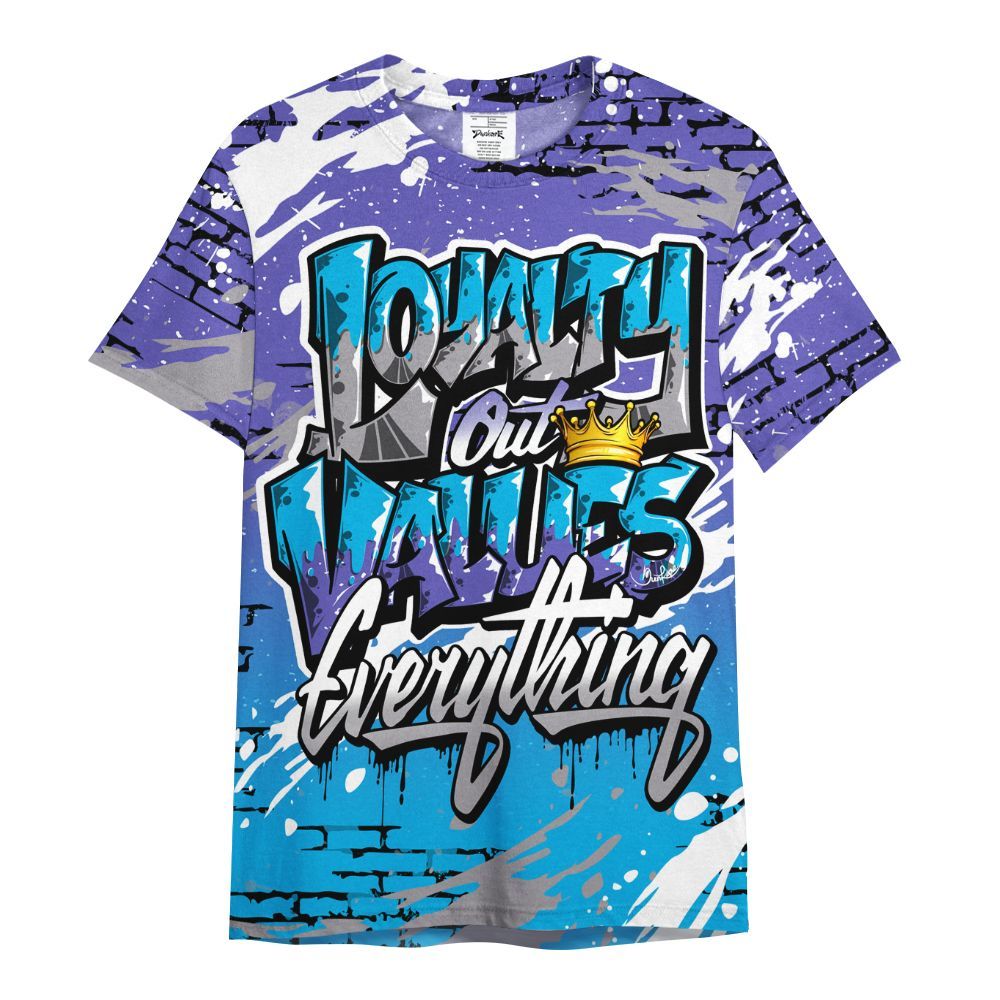 Shirt To Match Retro Aqua 8s - Values Of Loyalty Drip All Over Print