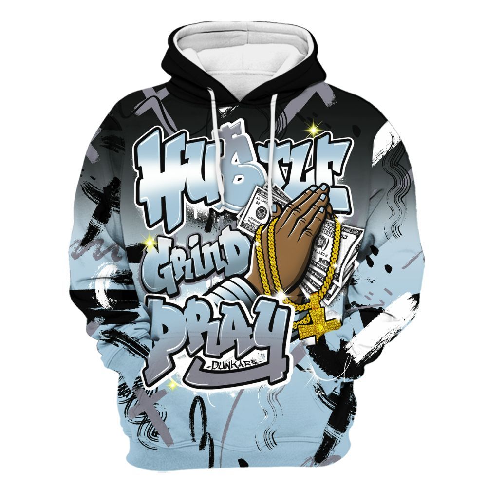 Hoodie To Match Chambray 7s - Money Hustle Grind Pray All Over Print