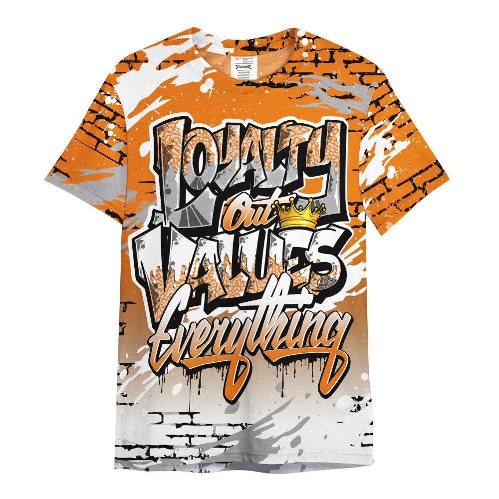 Shirt To Match Orange Citrus 3s - Values Of Loyalty Drip All Over Print