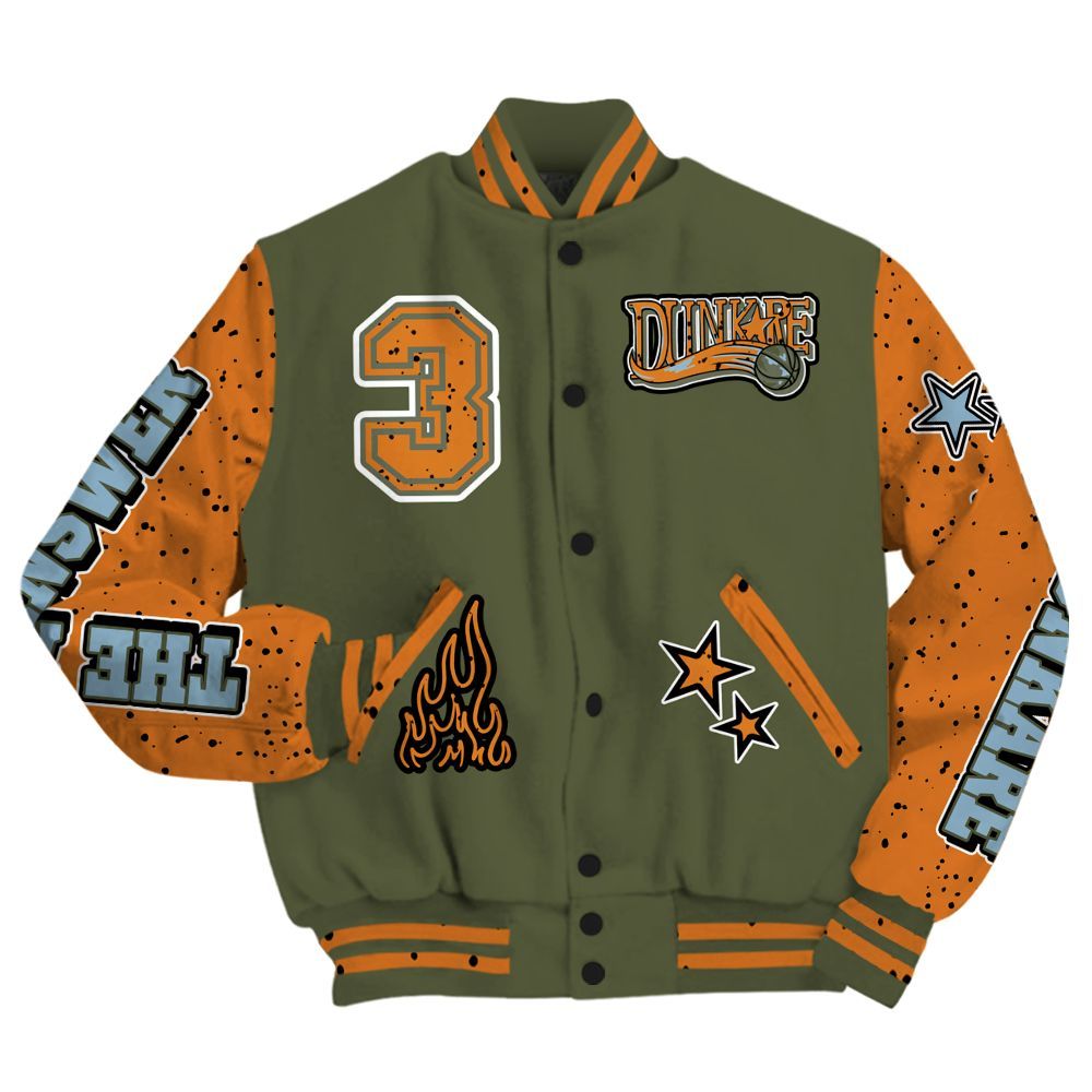 Varsity Jacket To Match Olive 5s - Allen Answer Skeleton All Over Print