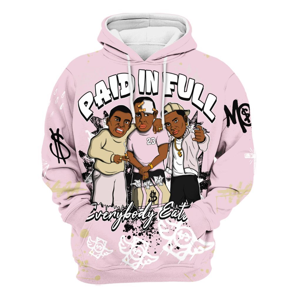 Hoodie To Match Denim Iced Carmine 4s - Everybody Paid In Full Crayon All Over Print