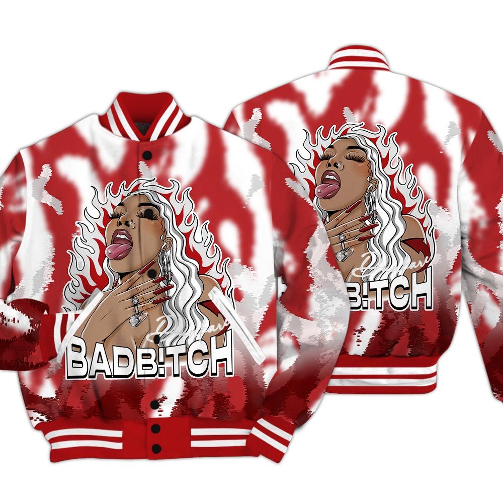Varsity Jacket To Match Red Taxi 12s - Bad B!tch Burn Varsity Jacket Unisex