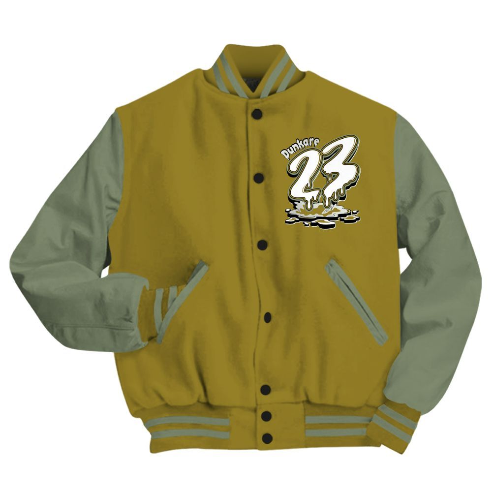 Varsity Jacket To Match Air Flightposite Metallic Gold - Custom Name 23 Drip All Over Print