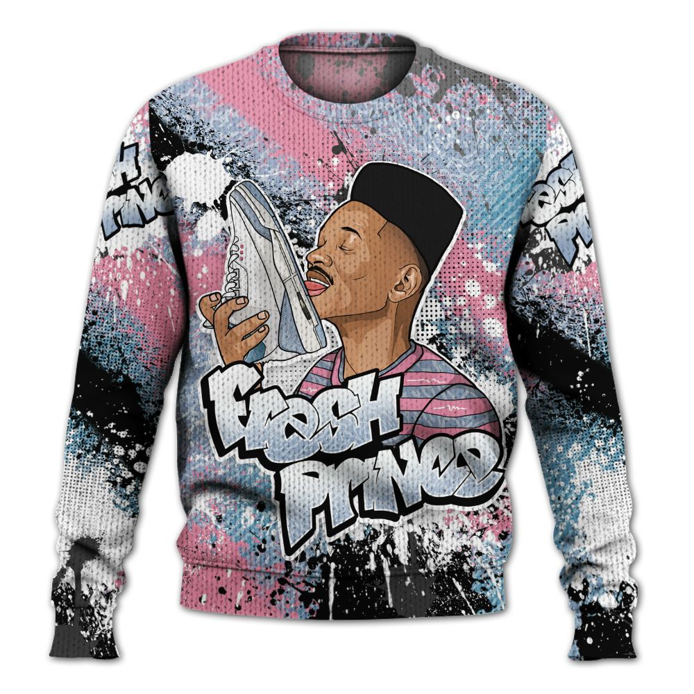 Sweater To Match Denim Pink Glow 3s - Fresh Sneaker Lick Graphic