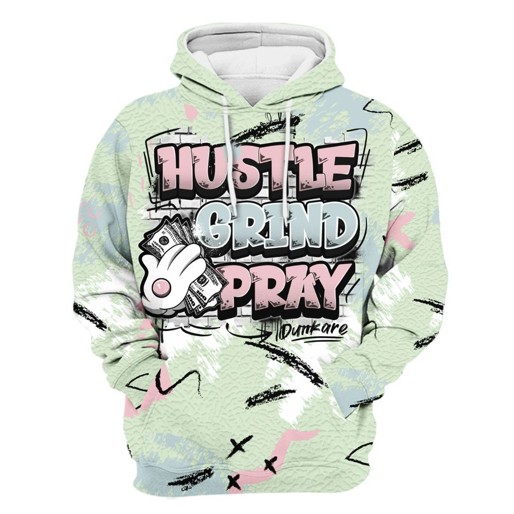 Hoodie To Match Spring Is In The Air 3s - Hustle Grind Pray Graphic Street Style All Over Print