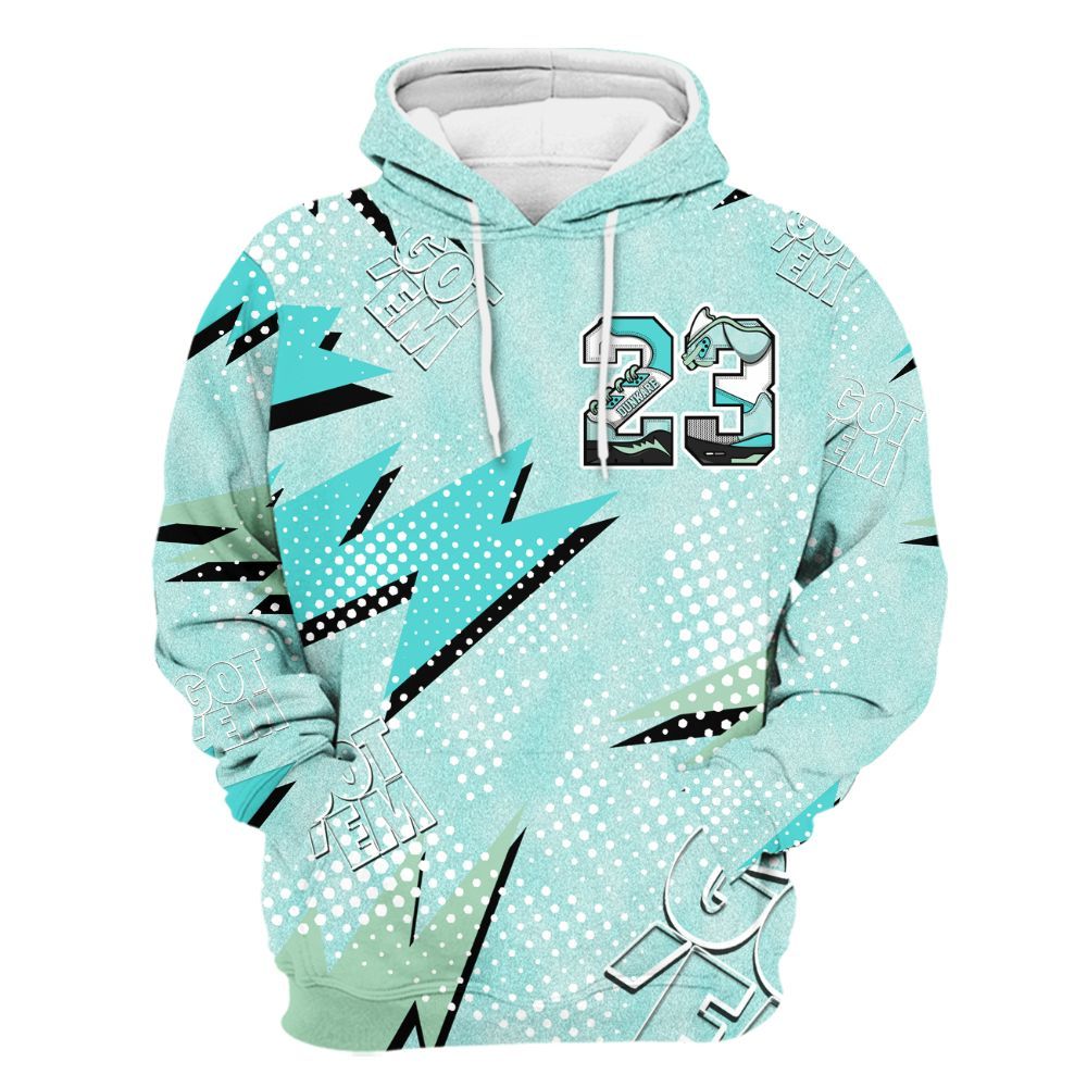 Hoodie To Match Low OG Washed Teal 1s - 23 Custom Name 5s All Over Print