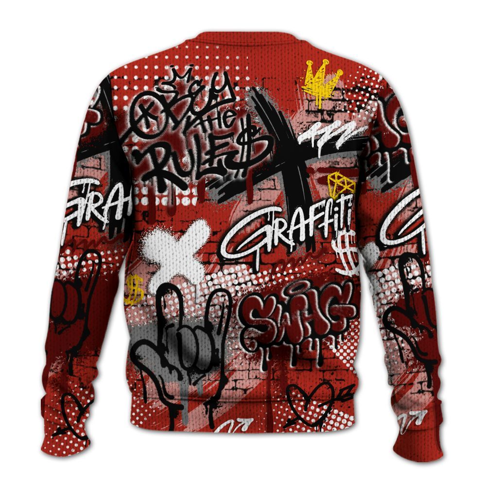 Knitted Sweater To Match SP Firewood Orange 4s - True It Real Graffiti Streetwear