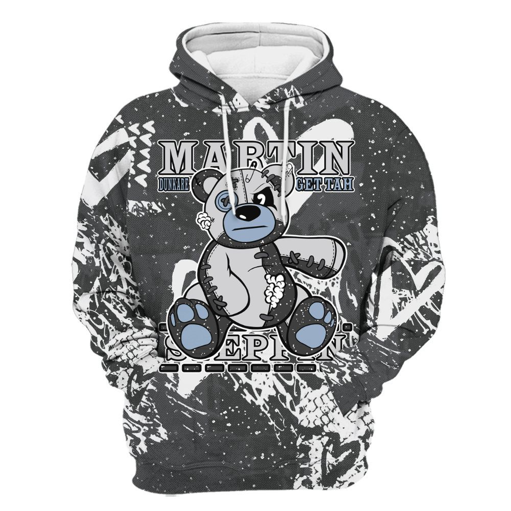 Hoodie To Match Reverse Black White 6s - Tah Steppin Bear Heart Grunge All Over Print
