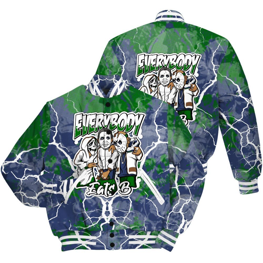 Varsity Jacket To Match Midnight Navy 13s Shirt - Everybody Eatin B Graphic Halloween All Over Print