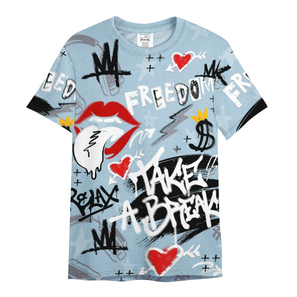 Shirt To Match Chambray 7s - Take Break Freedom Graffiti Streetwear All Over Print