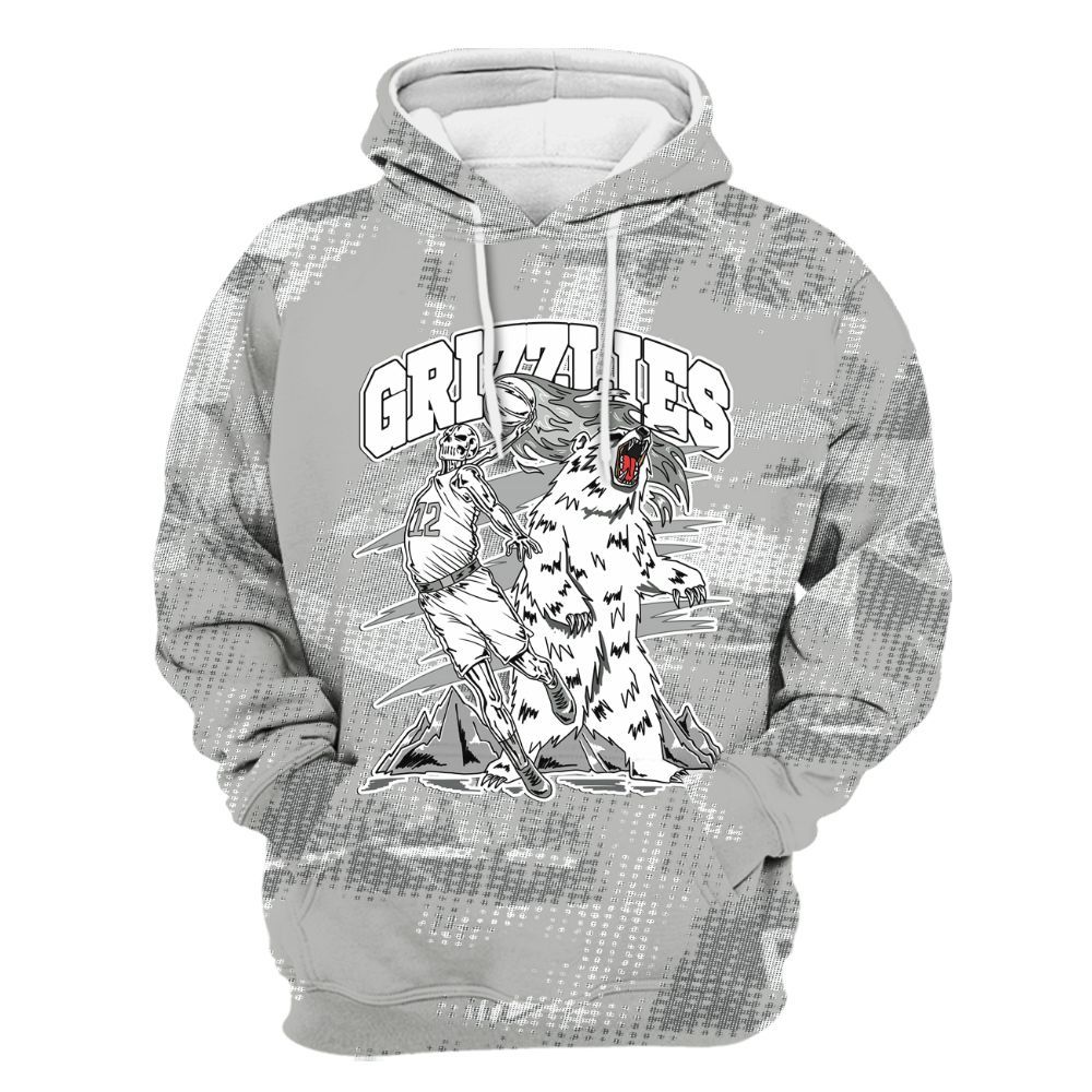 Hoodie To Match Retro Wet Cement 4s - Grizzly Bear Skeleton Brown Sugar All Over Print
