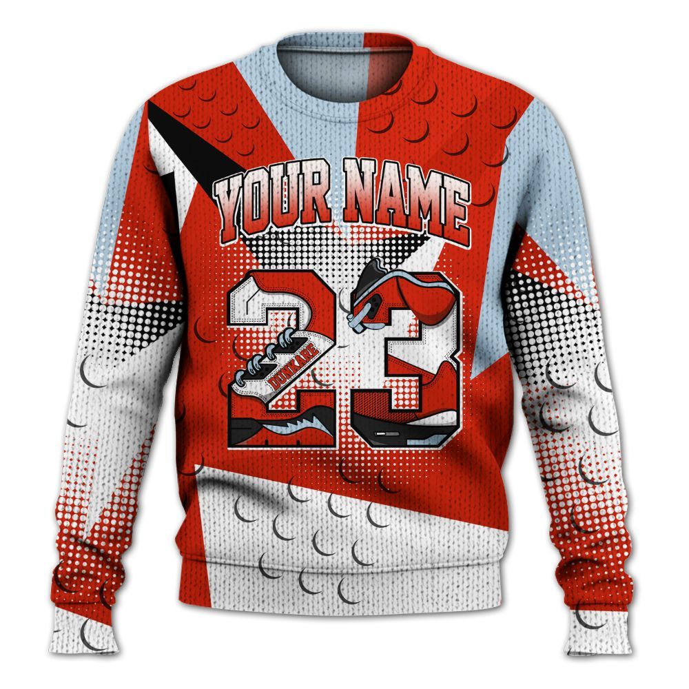 Knitted Sweater To Match Retro Cherry 11s - Poly Custom Name Number 23 5s