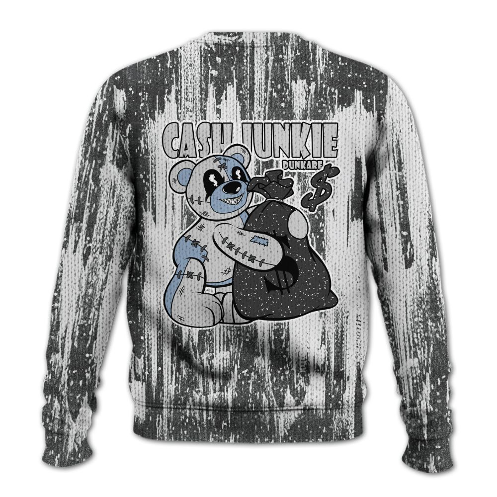 Knitted Sweater To Match Reverse Black White 6s - Cashs Junkie Bear Glitch Art