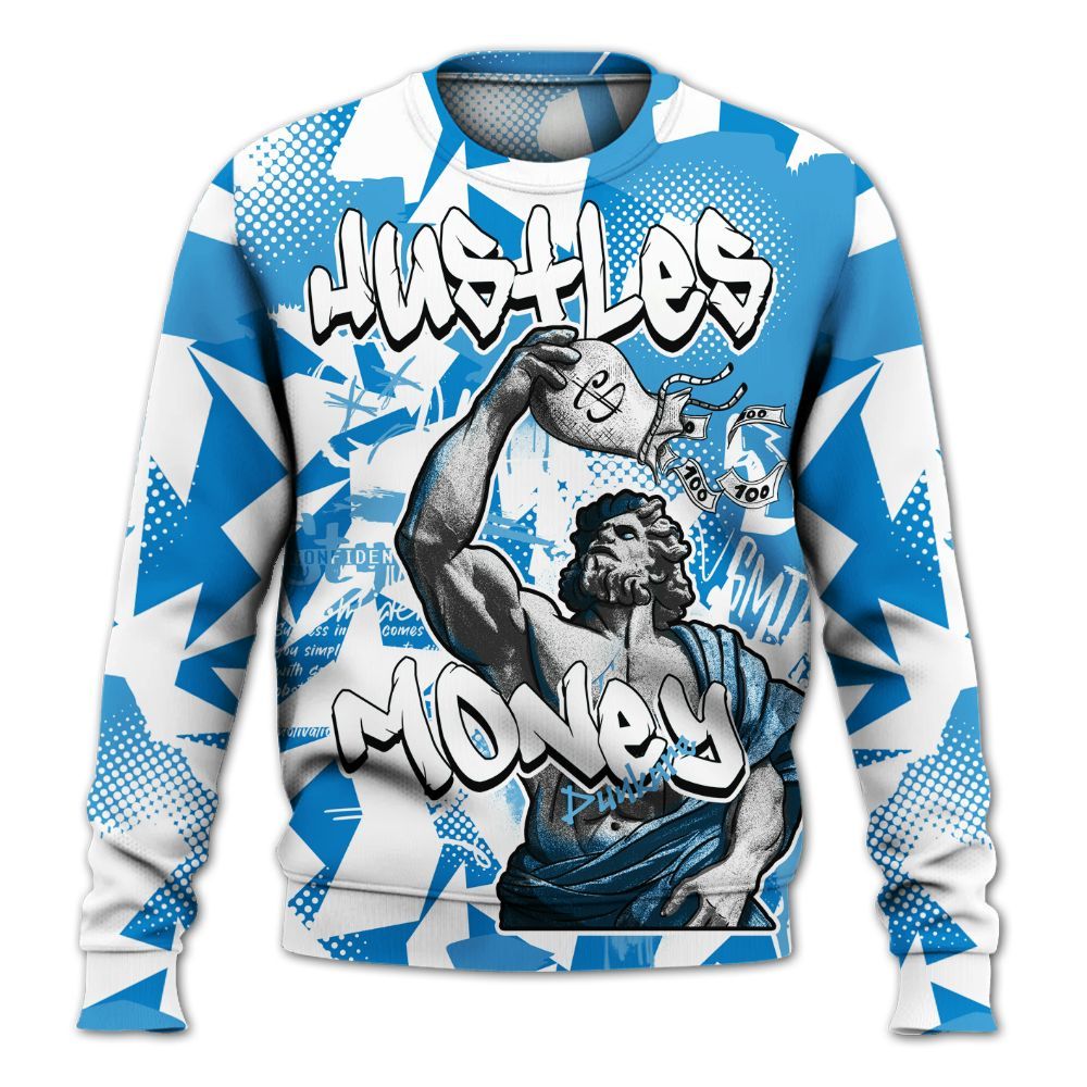 Sweatshirt To Match Industrial Blue 4s - Huslte Money Retro Military Blue 4s Outfit All Over Print
